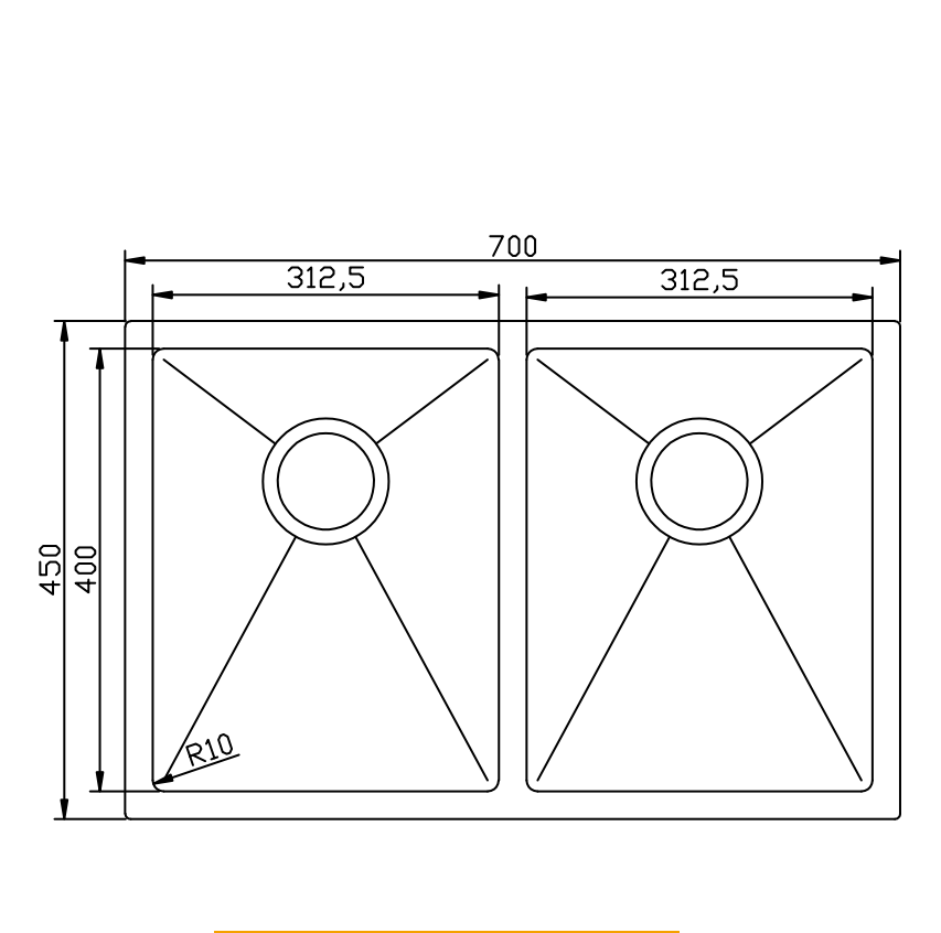 CYD7045 DOUBLE BOWLS BG