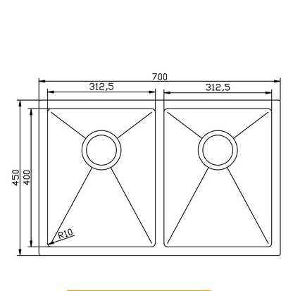 CYD7045 DOUBLE BOWLS BG